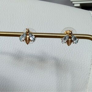 Swarovski Eternal Flower Bee Gold-Tone Plated Stud Earrings